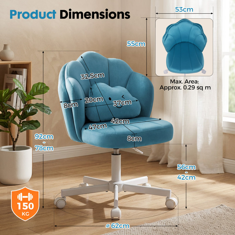 Office Chair, Blue Velvet
