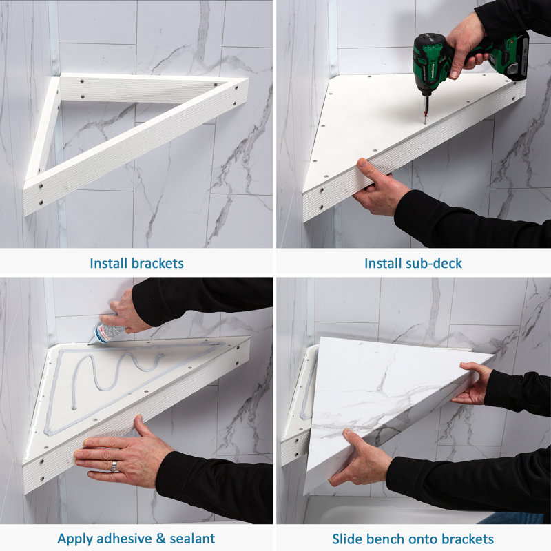 Louvre Granite Waterproof PVC Corner Shower Bench