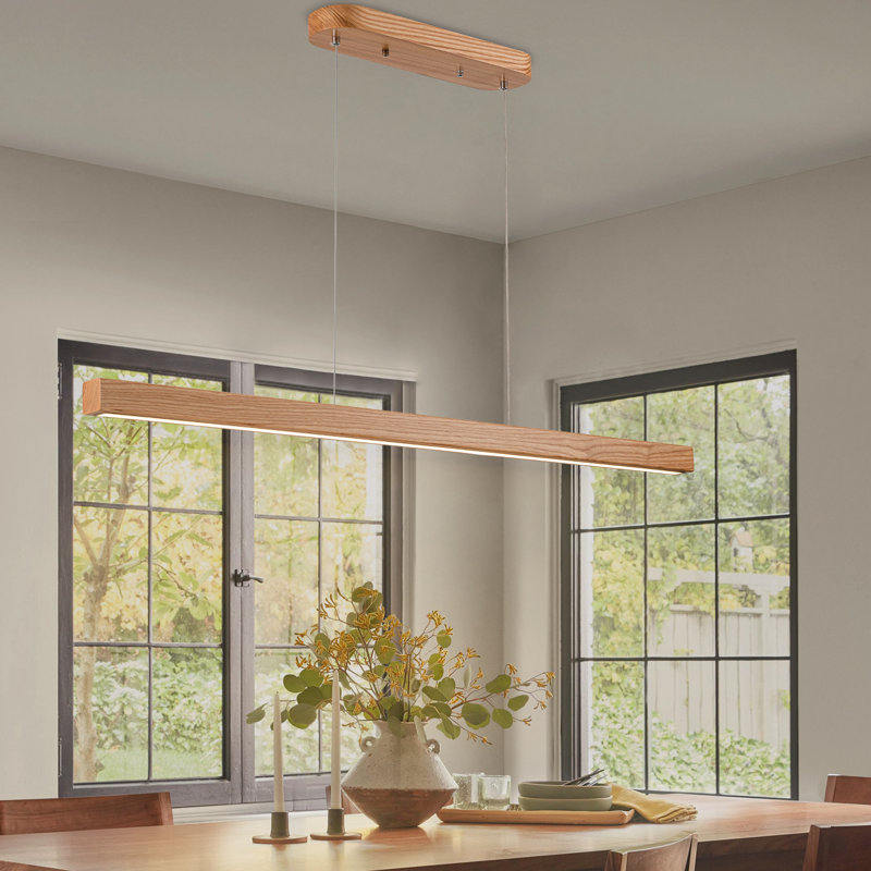 Rolde 1 - Light LED 47'' Linear Kitchen Island Pendant Light, Wood
