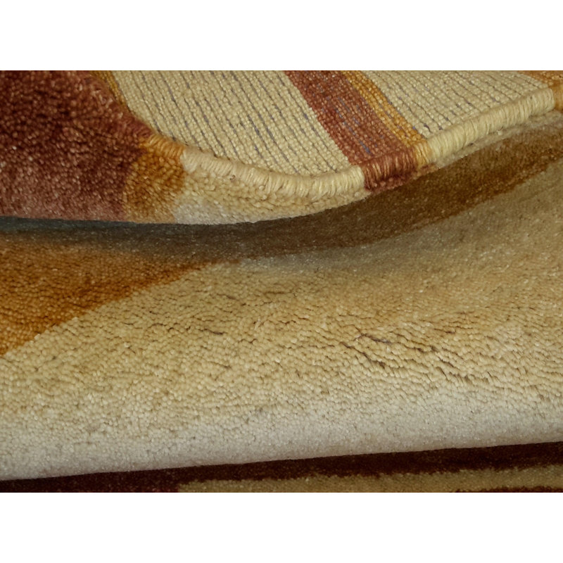 Tapis orange / brun fait à la main 3 pi x 5 pi Orlandrea