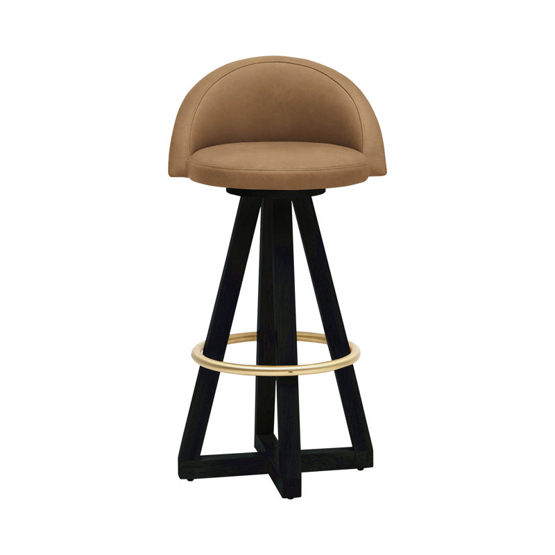 X3 Swivel Upholstered Counter Stool with Solid Wood Frame, Black Brass Oak, Canyon
