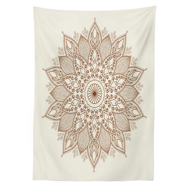 Mandala Ethnic Lace Circle Ornate Tablecloth, 70" L x 52" W