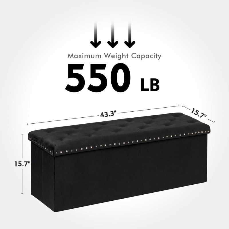 Melchora Storage Ottoman Bench, Folding Ottomans with Storage,Toy Chest Storage Boxes Footrest, Black