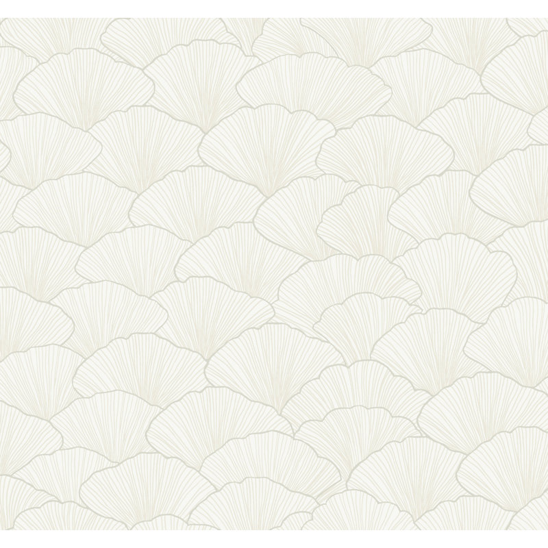 Papier peint lumineux ginkgo, Blanc / Crème