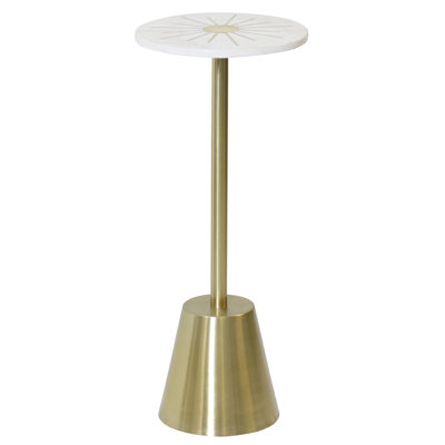 Aurelia Pedestal Accent Table - White & Gold