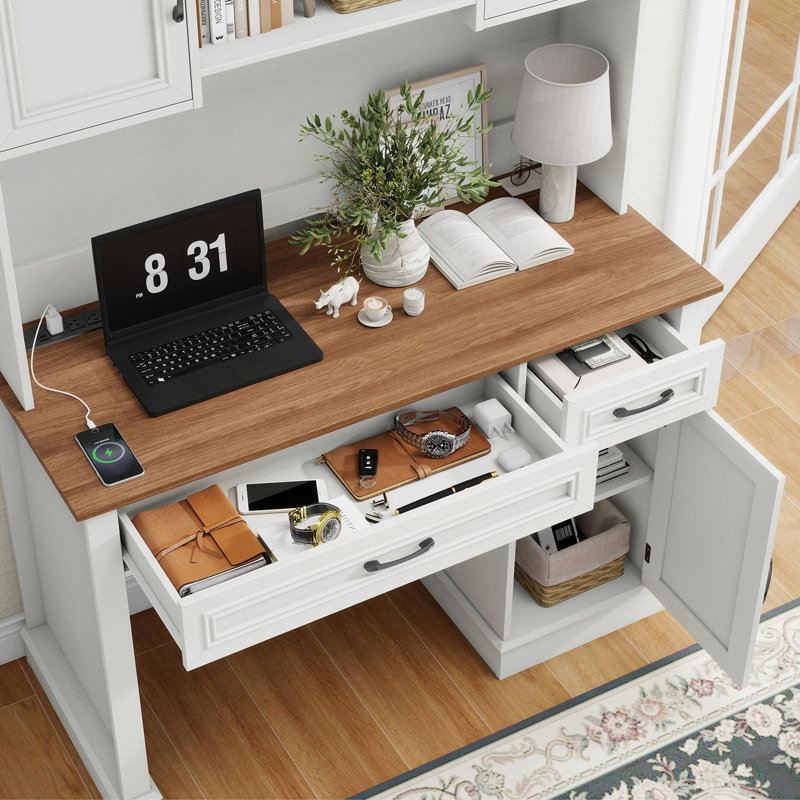 Bureau double caisson Farmhouse, Brun