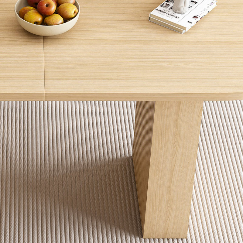 Oval Dining Table With Wood Strip Base, Natural
