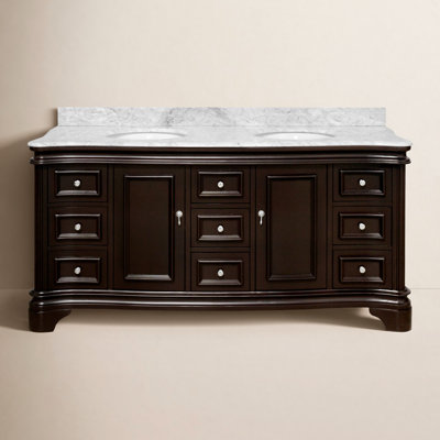 Twain 72" Carrara Marble Double Bathroom Vanity