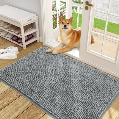 Tapis pour chien avec pattes boueuses, paillasson absorbant antidérapant en chenille pour entrée intérieure