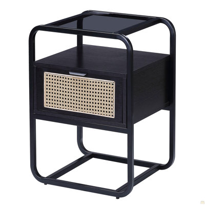 Black Accent Table With Glass Top
