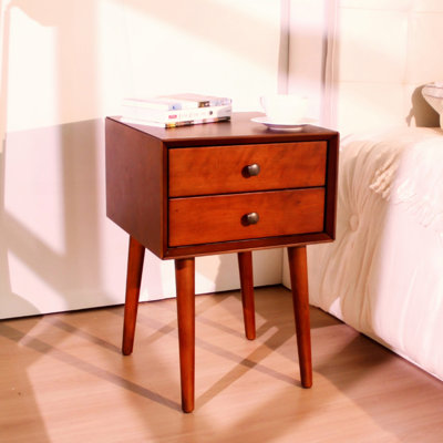 Nightstand With 2-Drawers, Small Side End Table With Storage