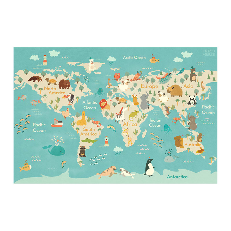 Tapis de jeu lavable pour enfants – 180 x 270 cm, idéal pour les petites filles et les enfants d'âge préscolaire. Éducatif et décoré d'animaux mignons. Antidérapant, résistant aux taches, doux et sécuritaire pour la chambre, la salle de jeux et la classe. Bleu.