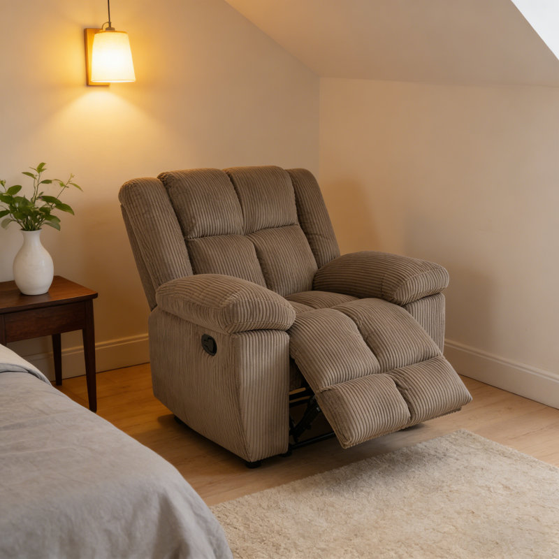 Brown Intelligent Single Recliner With Thickened Wear-resistant Fabric 110-115 ° Adjustable Manually