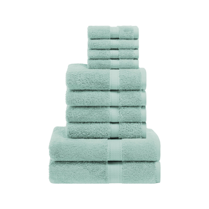 Scotia Egyptian Cotton Bath Towel Set, Sea Foam, 10Pc Towel Set (2Bath, 4Hand, 4Face)