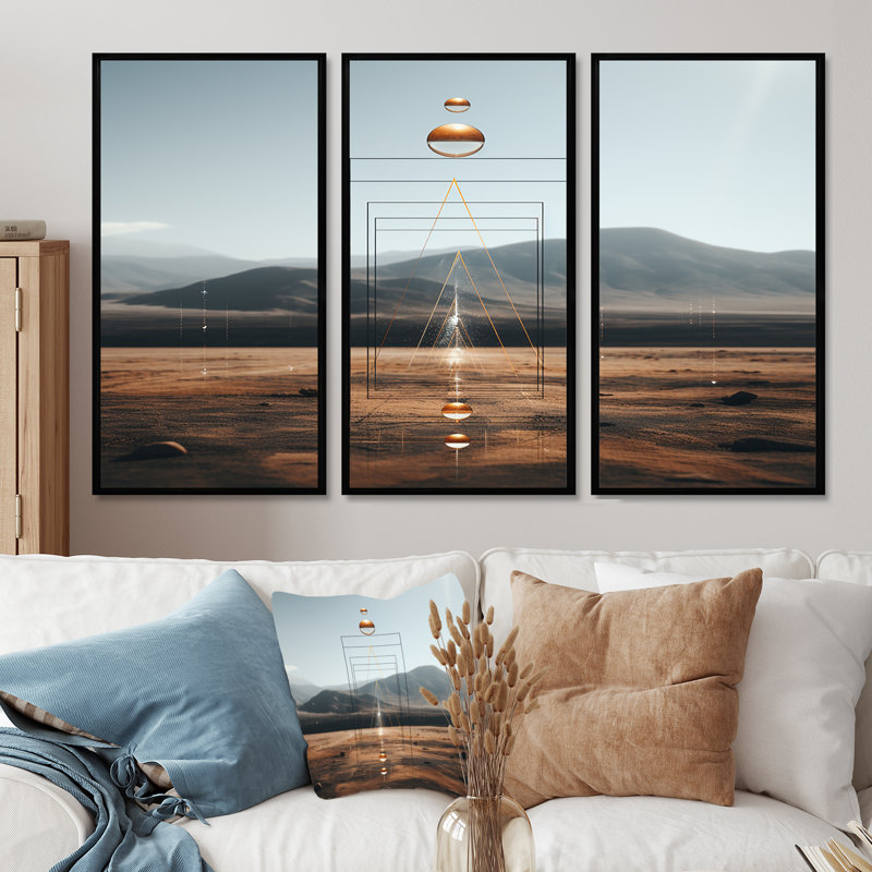 Crepeau - ensemble d'art mural abstrait paysage, Cadre flottant noir, H 32 po x l 48 po x P 1 po