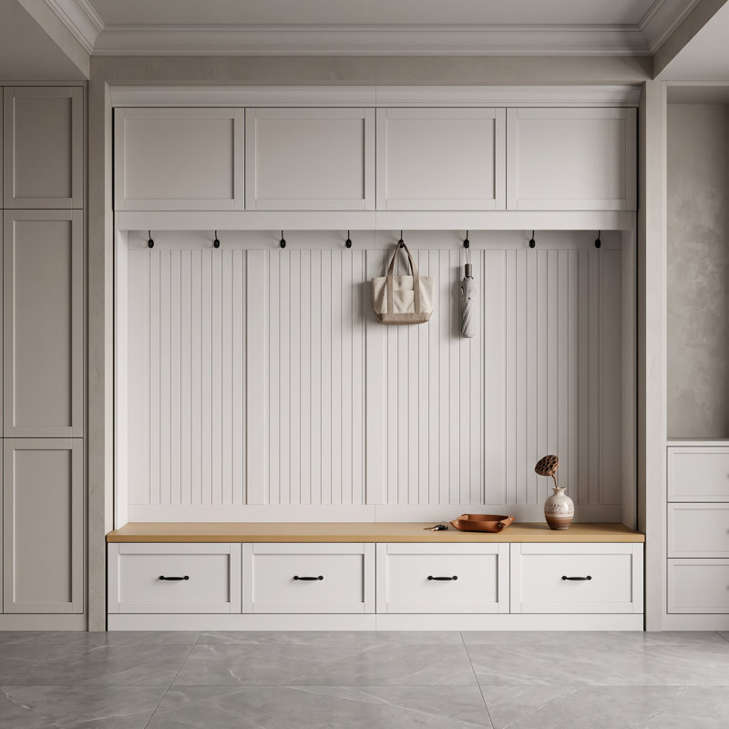 94.5'' H X 98.8'' W Large Hall Tree With 2 Cabinets, 8 Hooks & Bench – Entryway Storage
