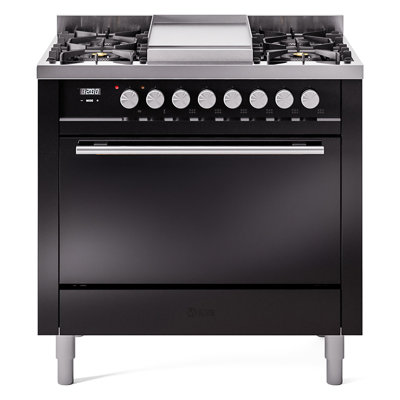  Cuisinière à double combustible 36 po ILVE Professional Plus II, 6 brûleurs scellés, plaque chauffante