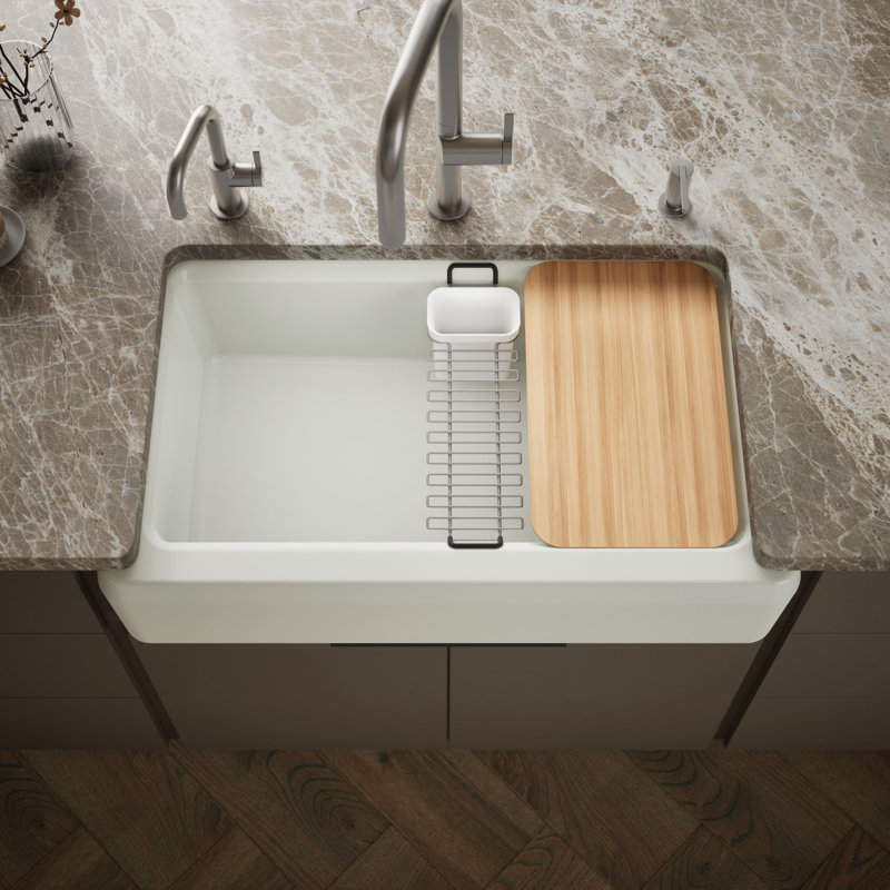Riverby Undermount Single-Bowl Farmhouse Workstation Kitchen Sink With Tall Apron, Dune