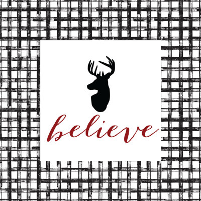 Deer Plaid Believe - Wrapped Canvas Print