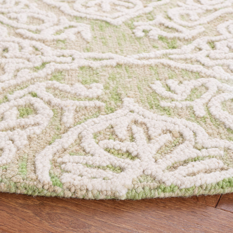 Tapis damassé en laine Anjaly, Rond 6 pi