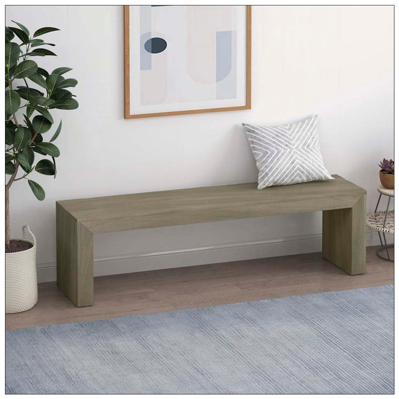 Banc de salle à manger en bois, 63inch, Grey+Taupe1