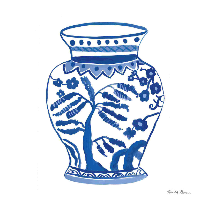 " Chinoiserie IV " by Farida Zaman, 12" H x 12" W, No, Wrapped Canvas