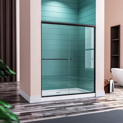 54"W x 72"H Double Sliding Shower Door With 1/4'' Clear Tempered Glass