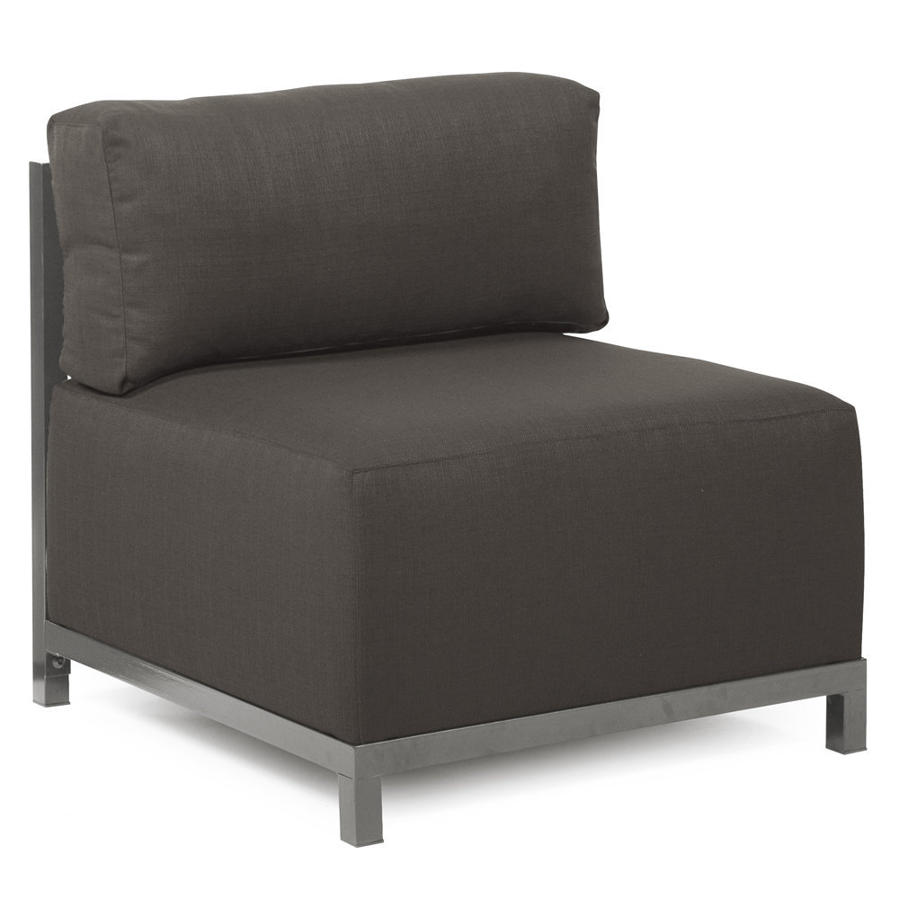Olen Box Cushion Armchair Slipcover, Seascape Charcoal Sunbrella