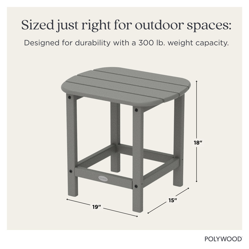 POLYWOOD South Beach 18" Side Table, Slate Gray