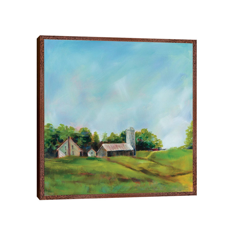 June Farm 1 Piece Painting on Canvas, 66.04cm H x 66.04cm W x 3.81cm D, Classic Brown Wood Floater Framed