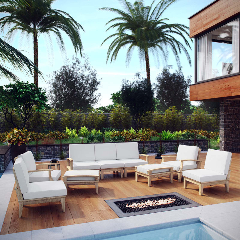 Ensemble de patio extérieur 9 pièces Modway Pier, Blanc