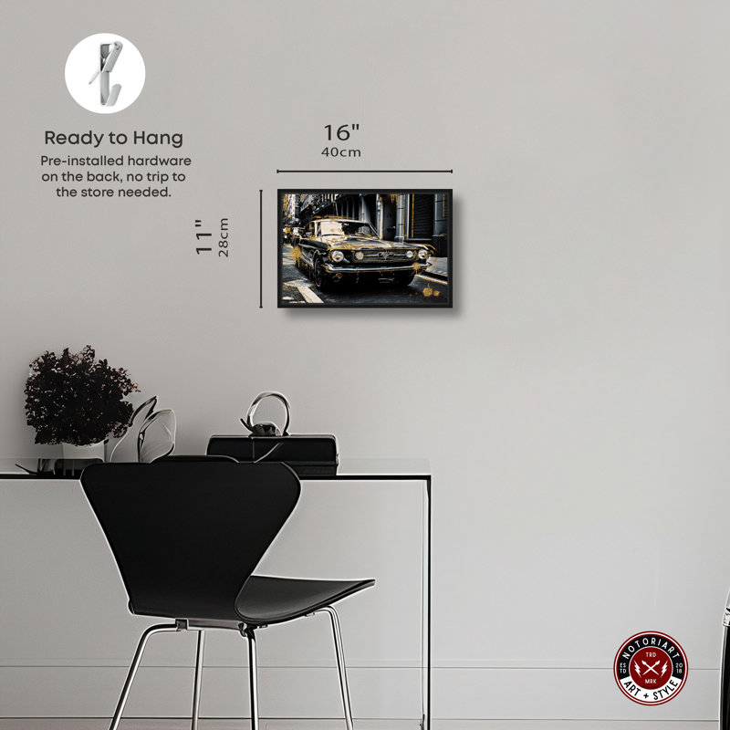 «Rock and Roll Ride Racing Car Print Man Cave» par Notoriart, Cadre noir, H 11 po x l 16 po