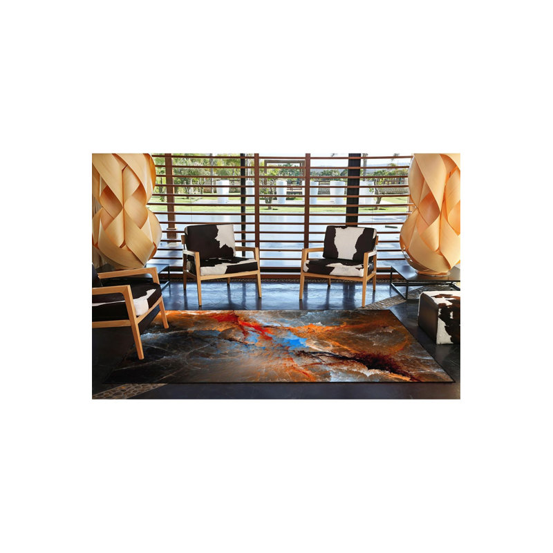 Tapis tissé à motif univers lavable, Sous-tapis rectangulaire 3 pi 11 po x 5 pi 11 po i