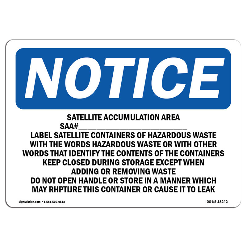 Satellite Accumulation Area Label Sign