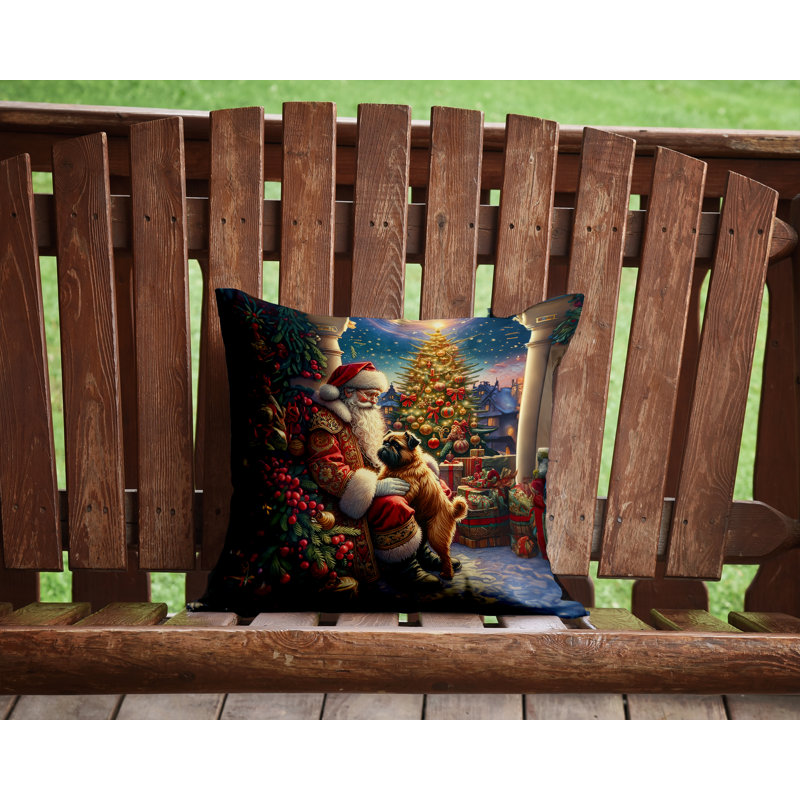 Coussin décoratif Brussels Griffon and Santa Claus, H 14 po x l 14 po
