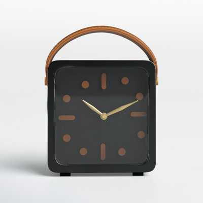 Analog Metal Quartz Tabletop Clock in Black