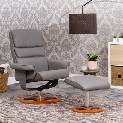 Axelrod Faux Leather Swivel Recliner with Footstool