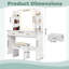 Meuble-lavabo blanc moderne avec lumières DEL, prise de courant intégrée et rangement spacieux