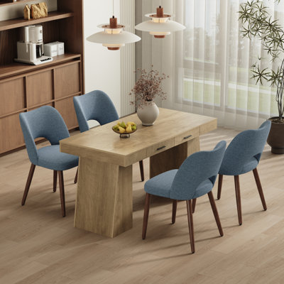 Ensemble table et chaises de salle à manger avec 2 tiroirs de rangement