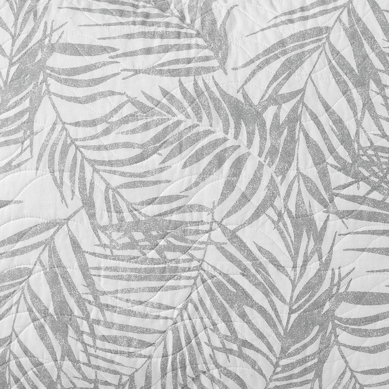 Tommy Bahama Palmday Cotton Reversible Quilt Set, Twin Quilt + 1 Standard Sham, Grey