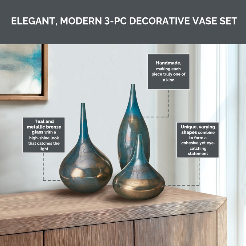 Aurora 3-Piece Glass Vase Set