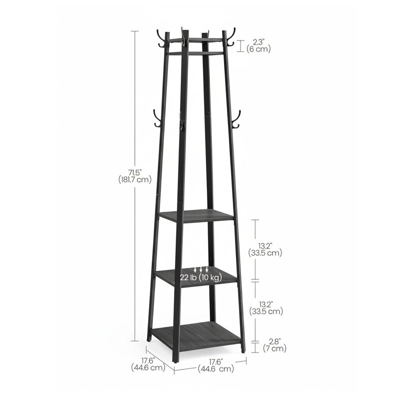 Metal Freestanding 8 - Hook Coat Rack