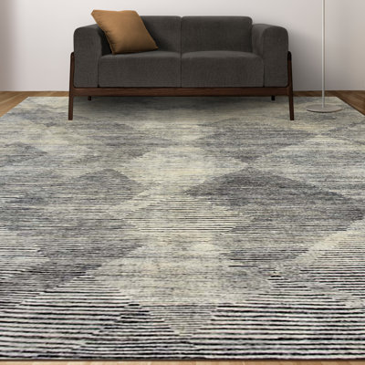 Hand Knotted Wool Striped Area Rug