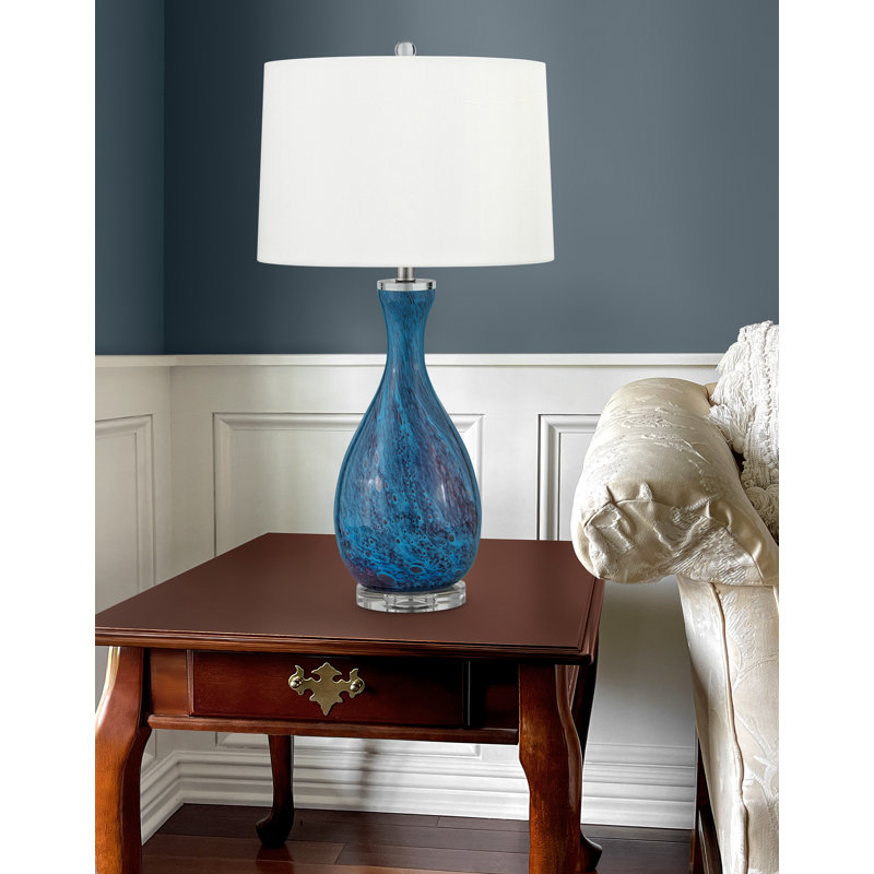 Lampe de table bleu clair et bleu foncé 30 po avec port USB Balsamo