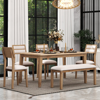 6 - Piece Dining Set For Dining Room_6_Fixed Table_Rectangular_Four leg_Solid back_36.4"" H x 18"" W x 21"" D -  Red Barrel StudioÂ®, 4D3C9BE675B9432898AA96FB1E8088BA