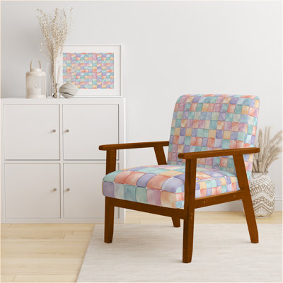 Chaise d'appoint Patchwork - Fauteuil à bulles jaune et bleu pastel