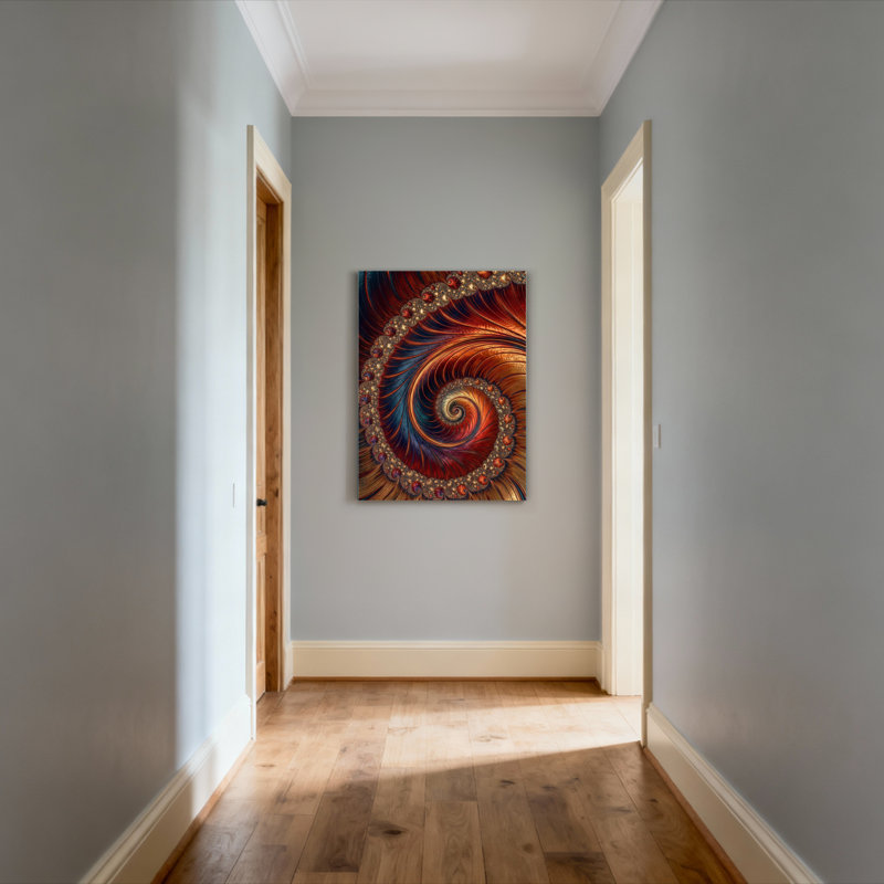 Ensemble de 1 toile tendue représentant un motif fractal en spirale, H 30 po x l 20 po