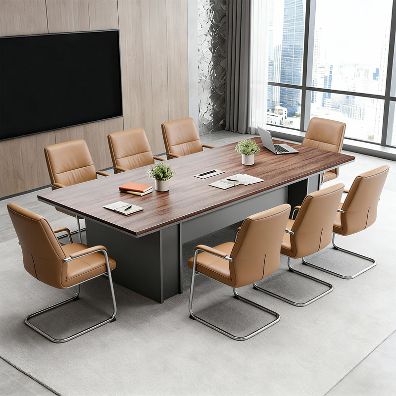 Table de conférence moderne et ergonomique avec gestion des câbles