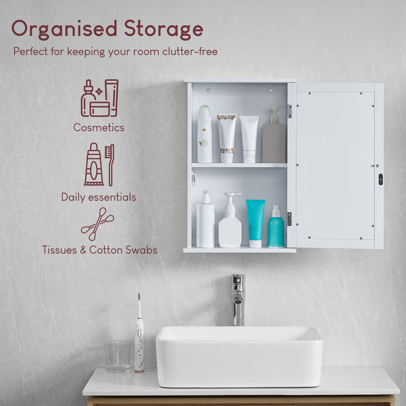 Milano 340mm x 530mm Mount Mirror Cabinet, White