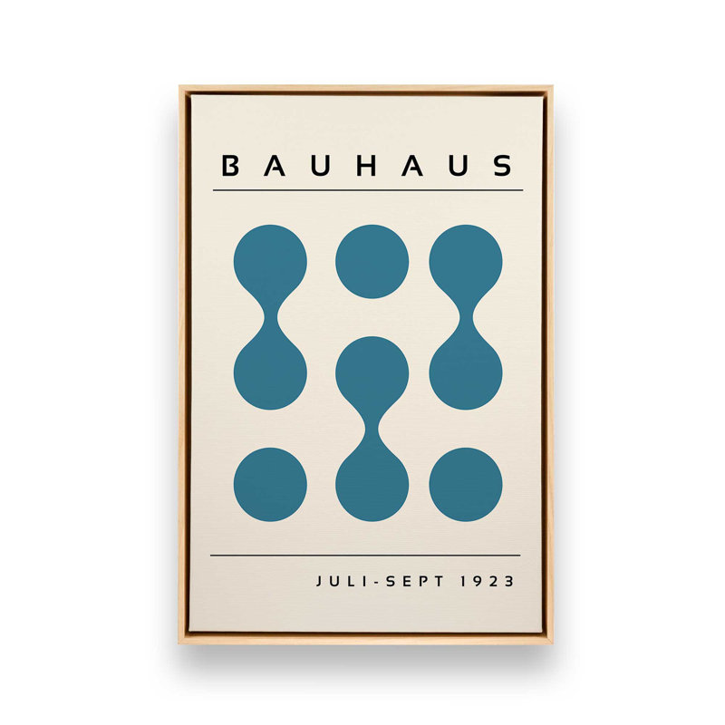 Toile roulée courbée Bauhaus Flow Blue, Cadre américain en érable flottant, H 48,75 po x l 32,75 po x P 1,75 po